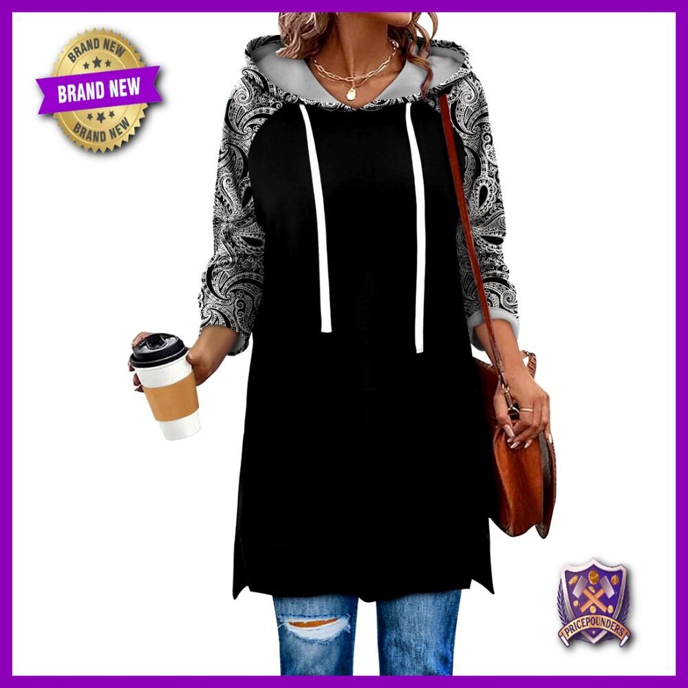 Oversized Hoodie Dress with Kangaroo Pocket, Raglan Sleeves, Long Sweatshirt